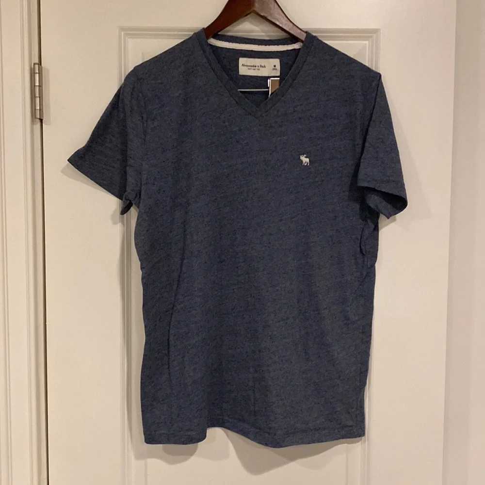Heather blue Abercrombie & Fitch short sleeved V neck T-shirt - Picture 1 of 3